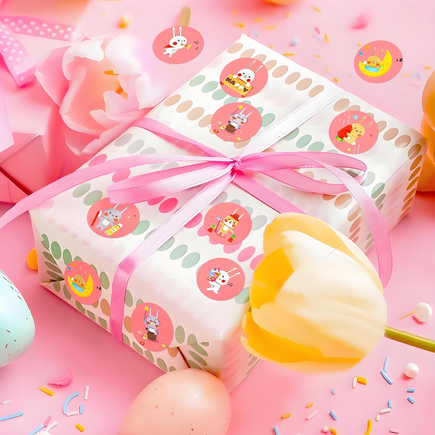 Easter Stickers,Happy Easter Stickers for Kids Bunny 1inch Gift Decorations,500Pcs 8 Style