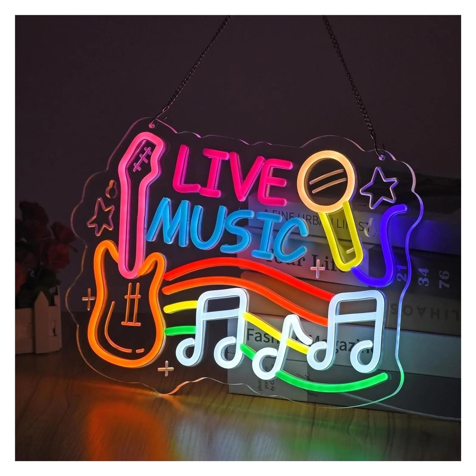 Decoración Lámparas Letrero De Neón Live Music