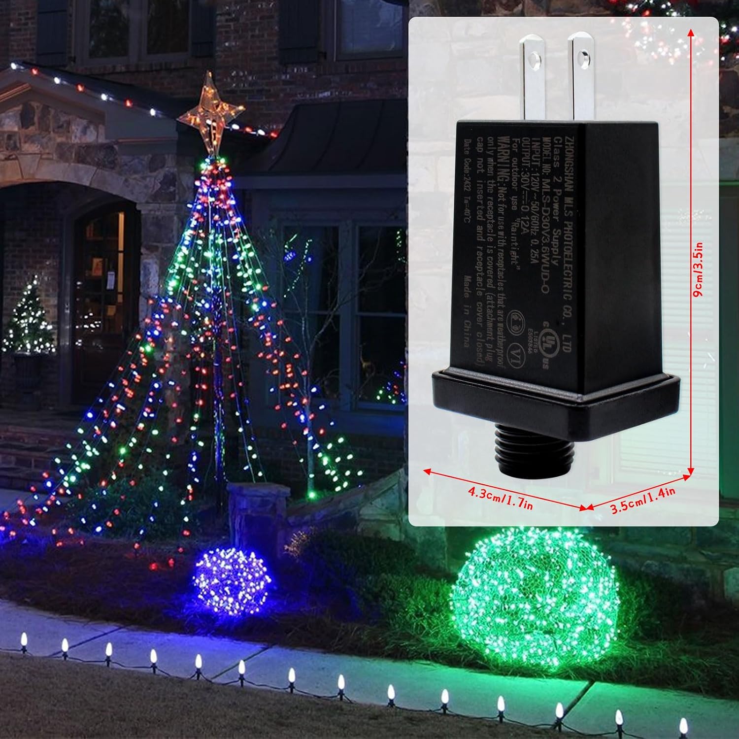 30V 3.6W LED Power Supply Low Voltage LED Transformer Class 2 Power Supply Waterproof IP44 Seasonal Use LED Driver US Plug Adapter for String Light, Projector Light, Lawn Lamp (1) image 4