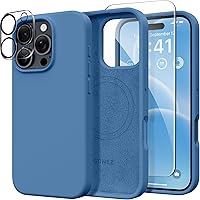 Vista 40 de GONEZ Funda de silicona para iPhone 14 Pro Max, compatible con MagSafe, con protector de pantalla + protector de lente de cámara, silicona líquida a