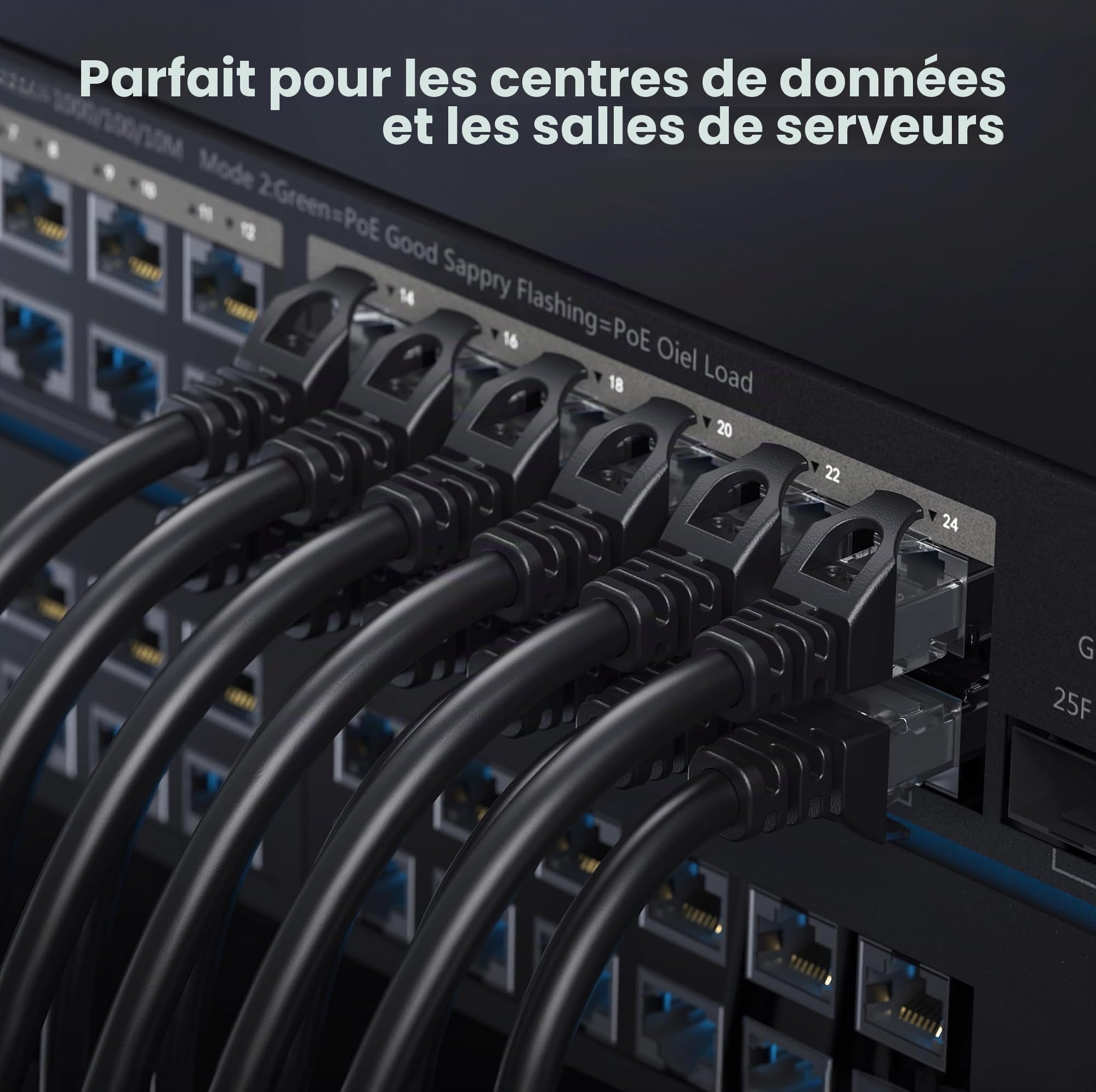 Cable Matters 160001-BLK-10x10 | Cuivre nu 24 AWG, RJ45 plaqué or, PoE++, bande passante 550 MHz, câble Cat6, cordon Ethernet