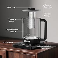 Vista 7 de Electric Tea Kettle with Infuser Temperature Control and Automatic Shut Off 24 H Keep Warm for Coffee Water Heater and Tea Pot Glass Black 1.5L