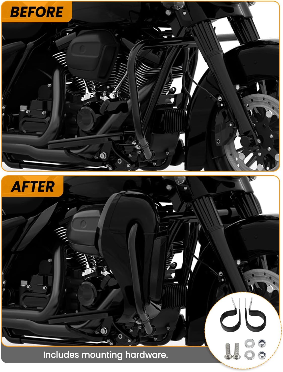 XFMT Motorcycles Vivid Black Lower Vented Leg Fairing W/Speaker Box Pods & Grills For Harley Touring Air-Cooled Road King Street Glide Road Glide Electra Glide 2014-2024