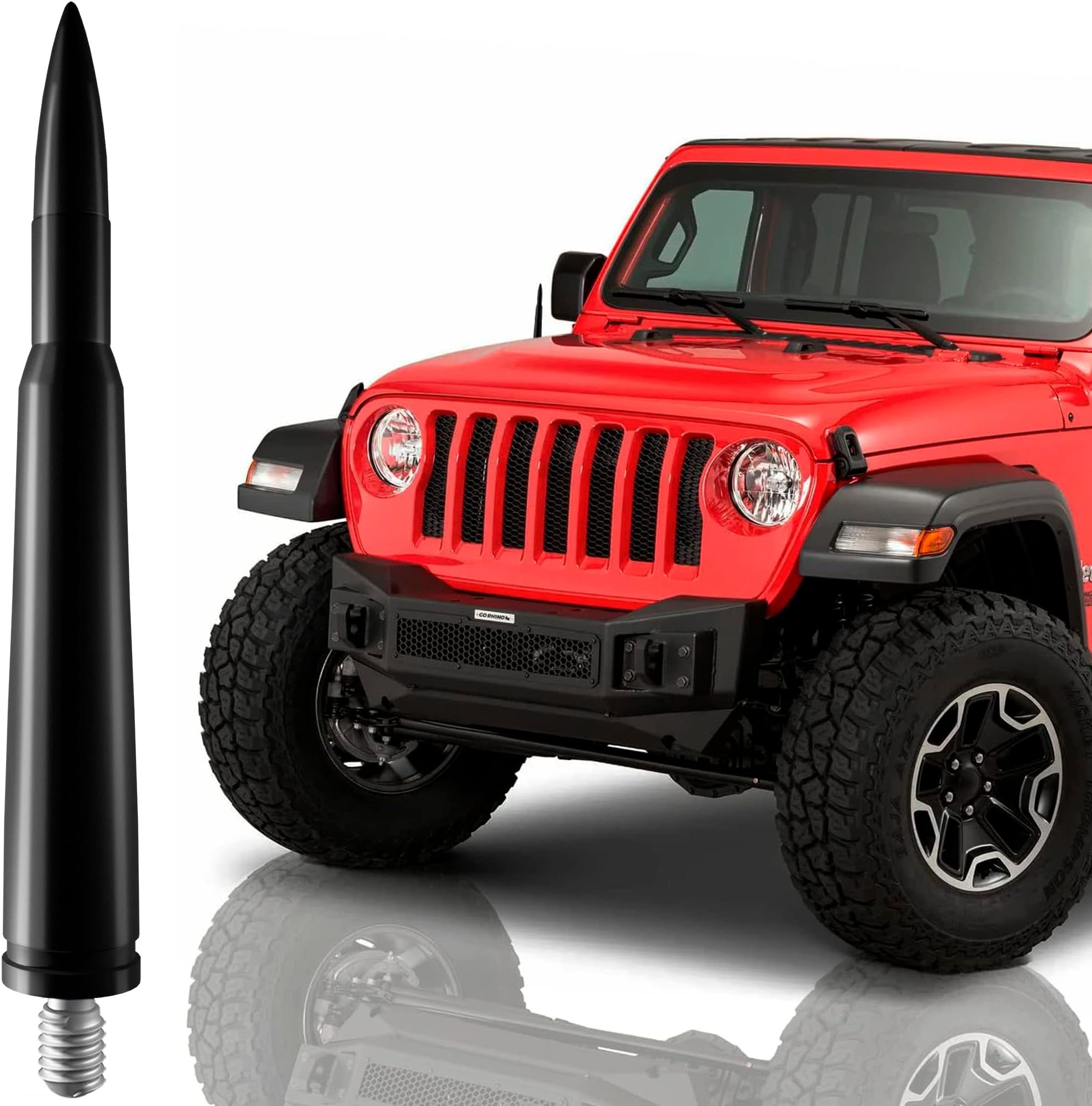 𝐁𝐮𝐥𝐥𝐞𝐭 Antenna Mast for Jeep Wrangler JK JL 4xe Gladiator 2007-2023 - Highly Durable Premium Truck Antenna - Car Wash-Proof Radio Antenna for FM AM - Jeep Wrangler Accessories for Men & Women