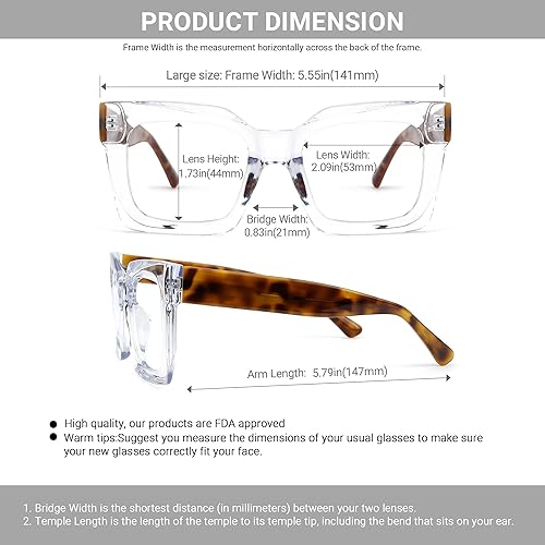 Miniatura 6 de VOOGLAM Gafas de bloqueo de luz azul para mujeres y hombres, antifatiga ocular, ojos secos, anteojos rectangulares de gran tamaño Pacheco