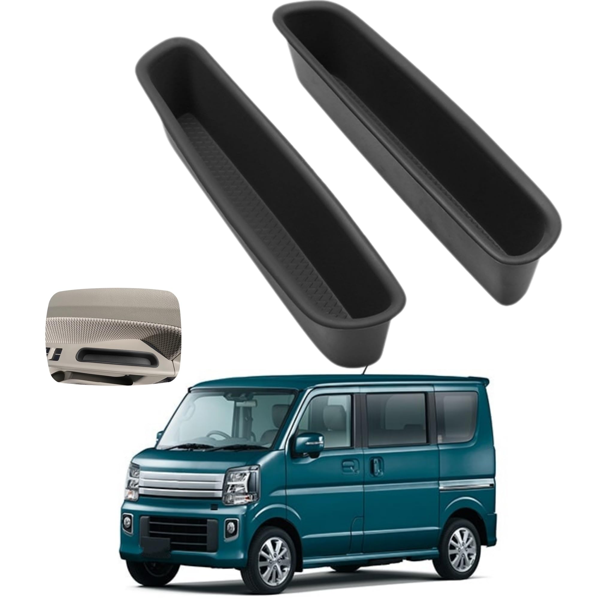 Glealcco エブリイワゴン/エブリイバン DA17V DA17W に適合 カスタムパーツ サイドドア収納ボックストレイマット エブリィ da17v専用アクセサリー