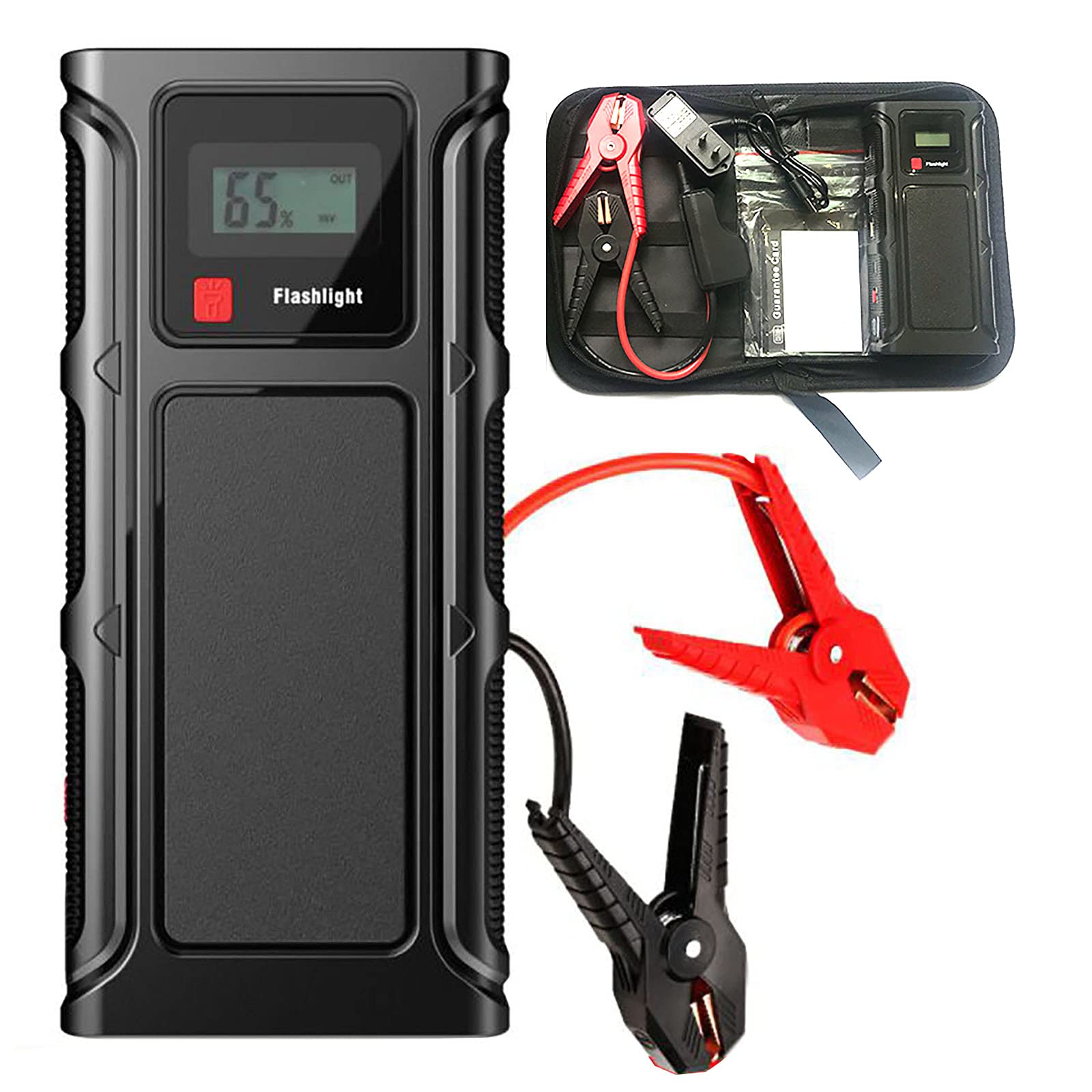 4000A Peak Car Jump Starter 30000mAh per Fino a 12L Gas o 9L Diesel Engine 12V Auto Booster per Veicoli, Camion, SUV, Alimentatore Portatile,Black,25000mAh