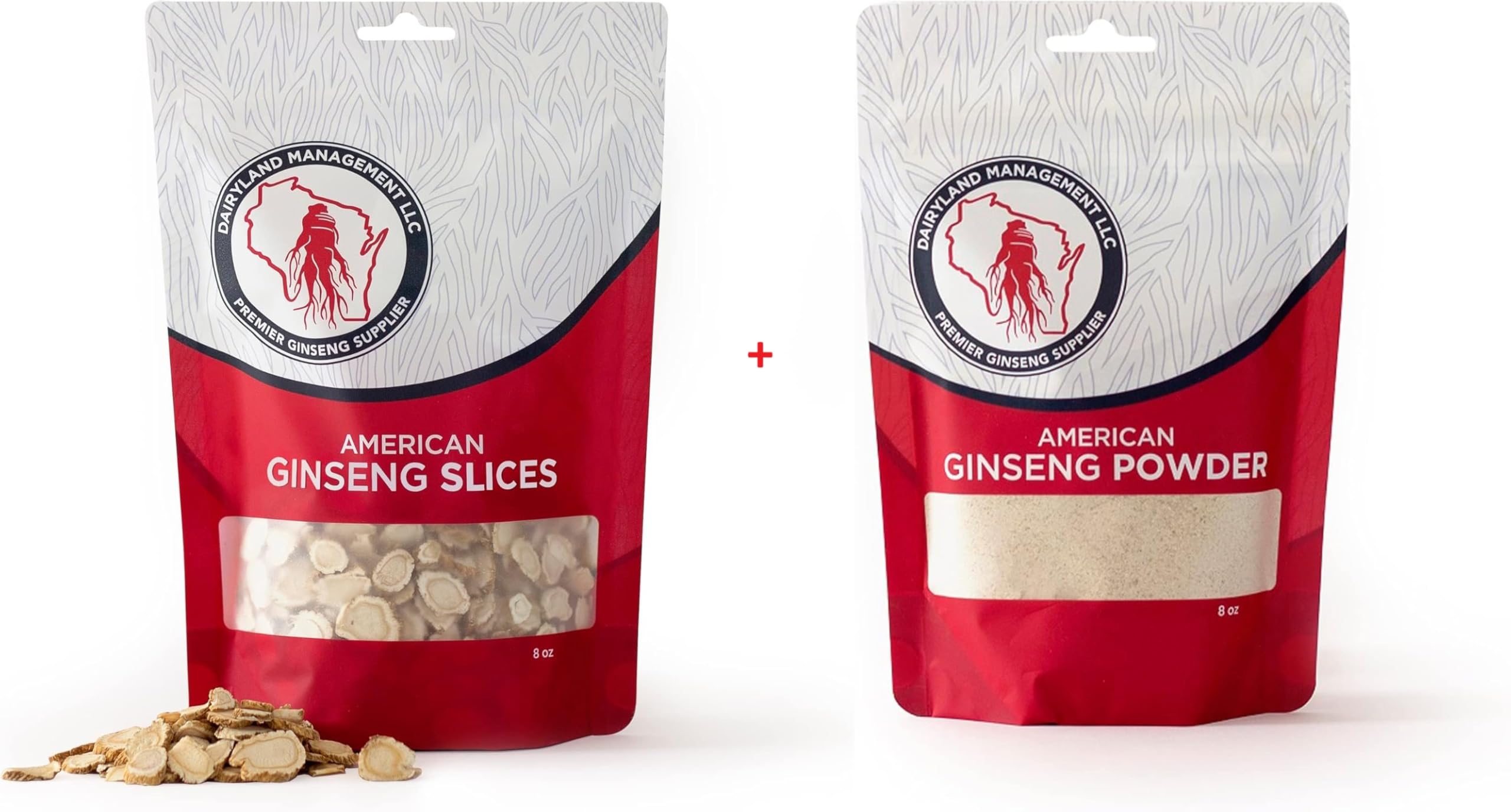 Dairyland American Ginseng Slices and Powder - 8 oz Pack Each of Wisconsin Ginseng – Direct from Farmer to Consumer 西洋参