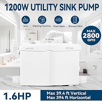 1200W Utility Sink Pump with Blade PCB Function Macerator