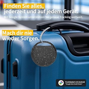 RSH Android Smart Tag - 1 Pack Key Finder Compatible with Google My Device Find App (Android Only) Bluetooth Key Finder for Luggage/Bags/Suitcase/Wallet Black
