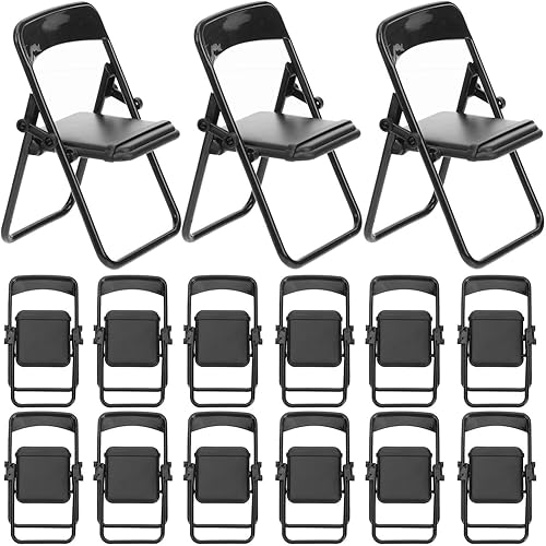 Toyvian Silla plegable Mini Muñecas Soporte para Tableta, Mini Teléfono Silla de Béisbol Silla Pequeña Silla Mini Casa Ornamento Foto Accesorios