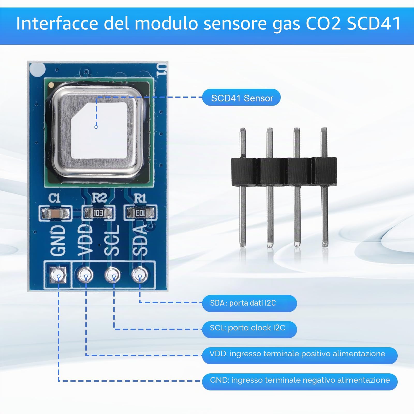 3 moduli di sensore di gas SCD41, modulo di rilevamento di CO2, temperatura e umidità 2 in 1, sensore di controllo della qualità dell'aria, comunicazione I2C, 2,4-5,5 V