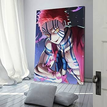 Amazon｜ポスター 鬼滅の刃 猗窩座 あかざ アートパネル 装飾絵画 室内