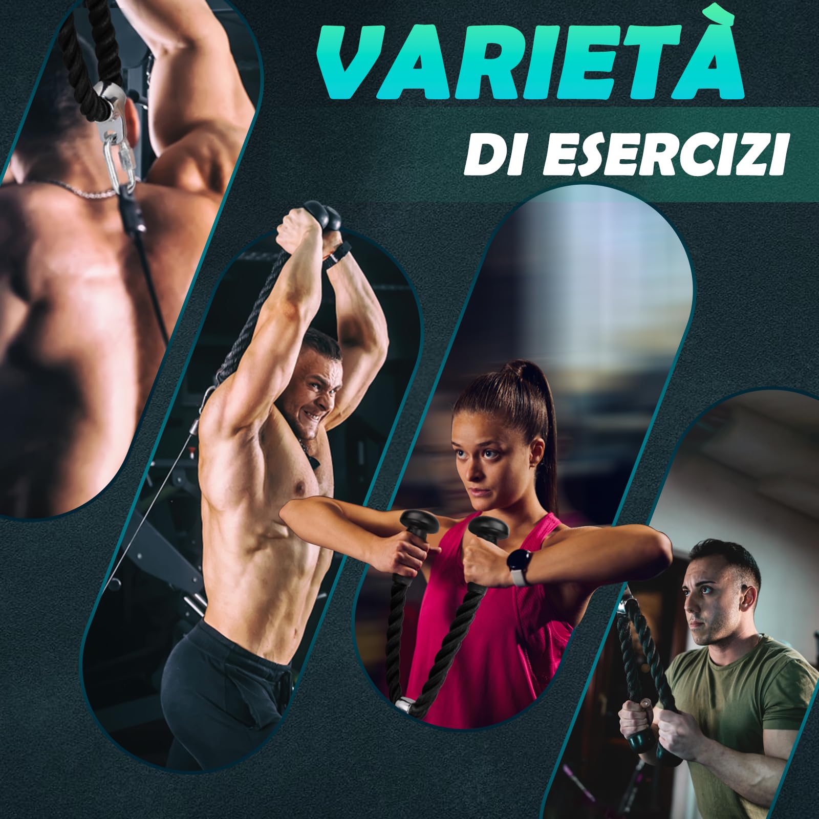 BOOSTEADY Corda Tricipiti, per Curl Bicipiti, Tricipiti, Schiena, Avambraccio