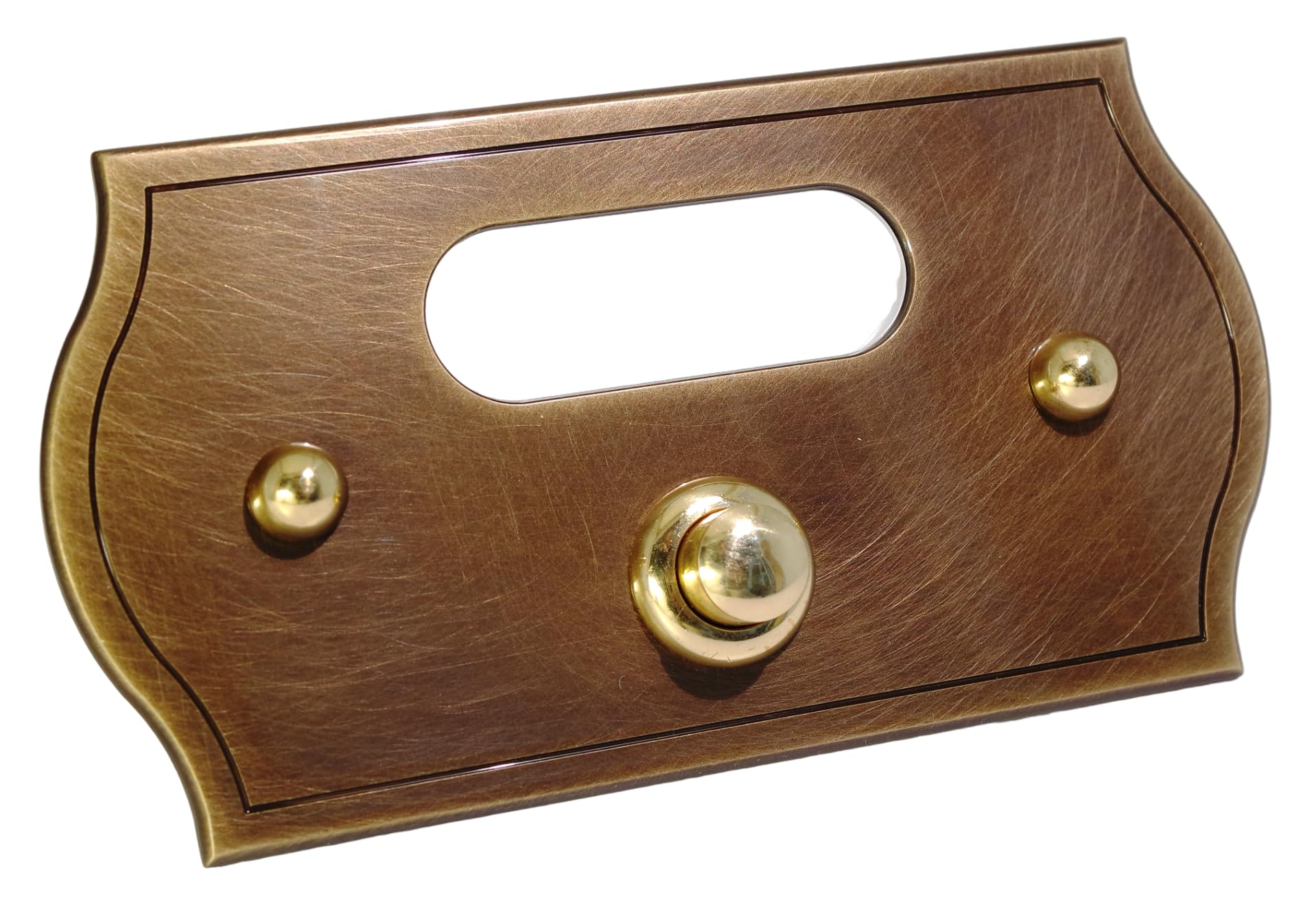 Neroni Mameli Campanello in Ottone Bronzato per Esterno abitazione - Porta Ingresso Casa, con Pulsante Elettrico - Modello Aurelio - Made in Italy