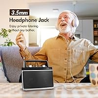 Vista 4 de Radio portátil AM FM Bluetooth con sonido estéreo verdadero de 5 W, radio portátil con altavoz dual entrada auxiliar conector para auriculares