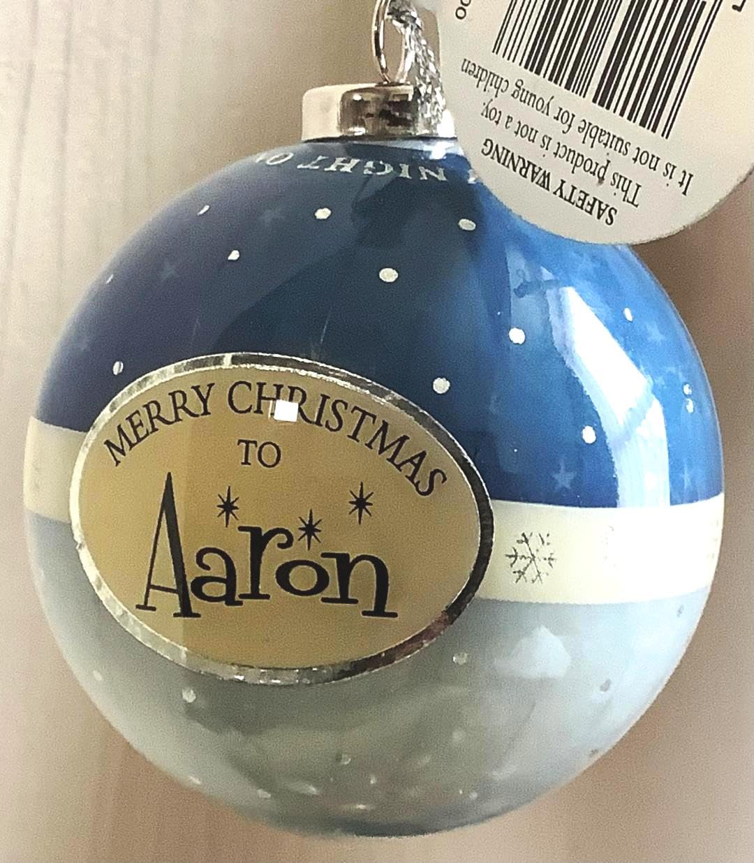 Personalised Multicoloured Name Bauble Christmas Xmas Tree Decoration (Aaron)