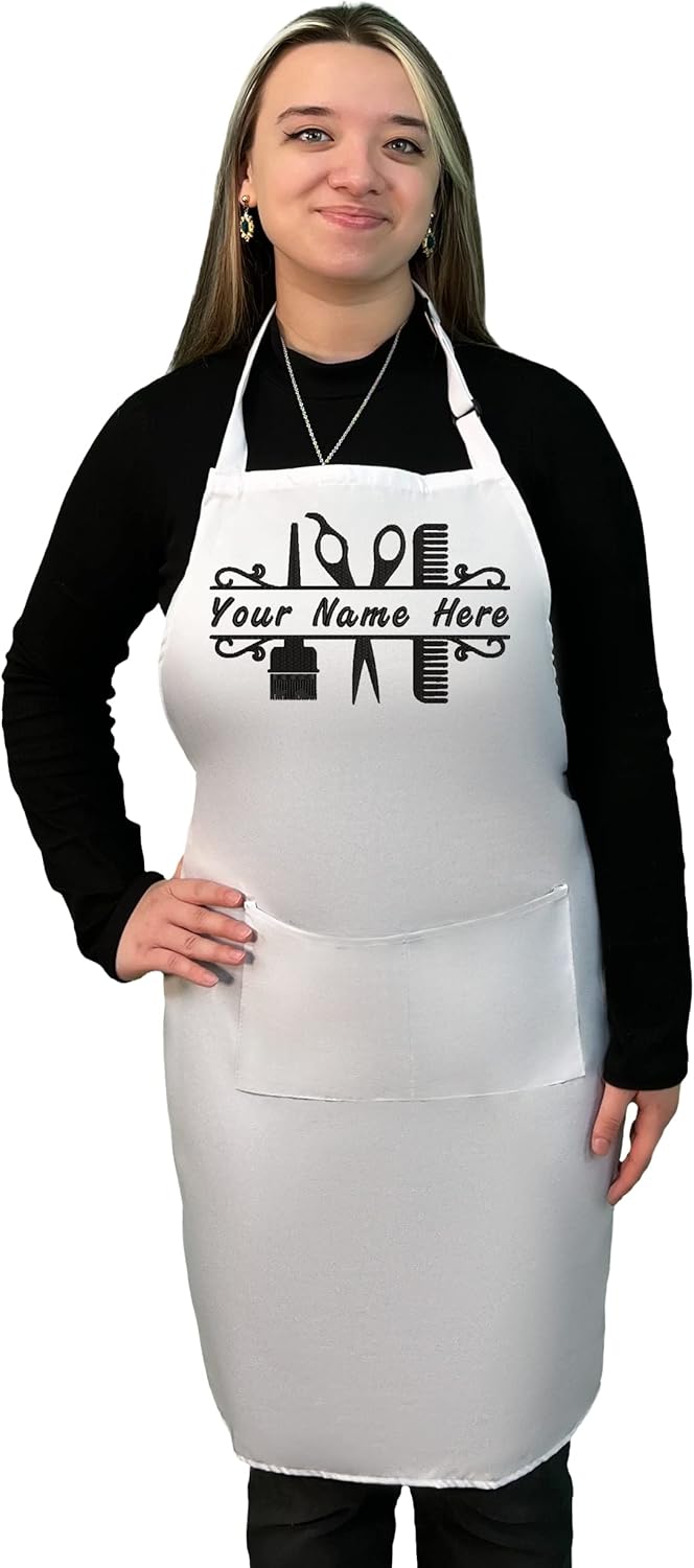 Black Waterproof Hair Stylist Apron with 2 Pockets for Men and Women, Professional Salon Hairdresser Apron