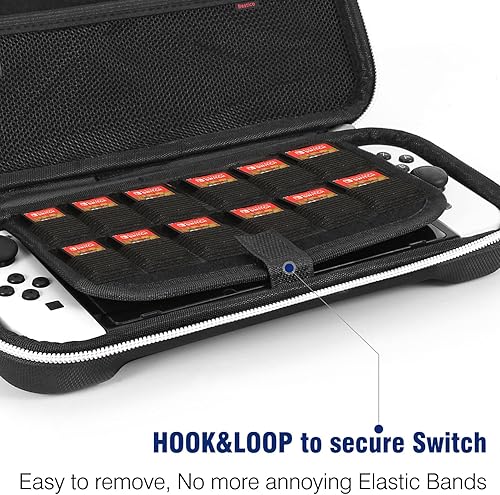 Miniatura 2 de Bestico Funda de transporte para Nintendo SwitchSwitch modelo OLED, carcasa protectora rígida para almacenamiento de viaje, con 12 ranuras para