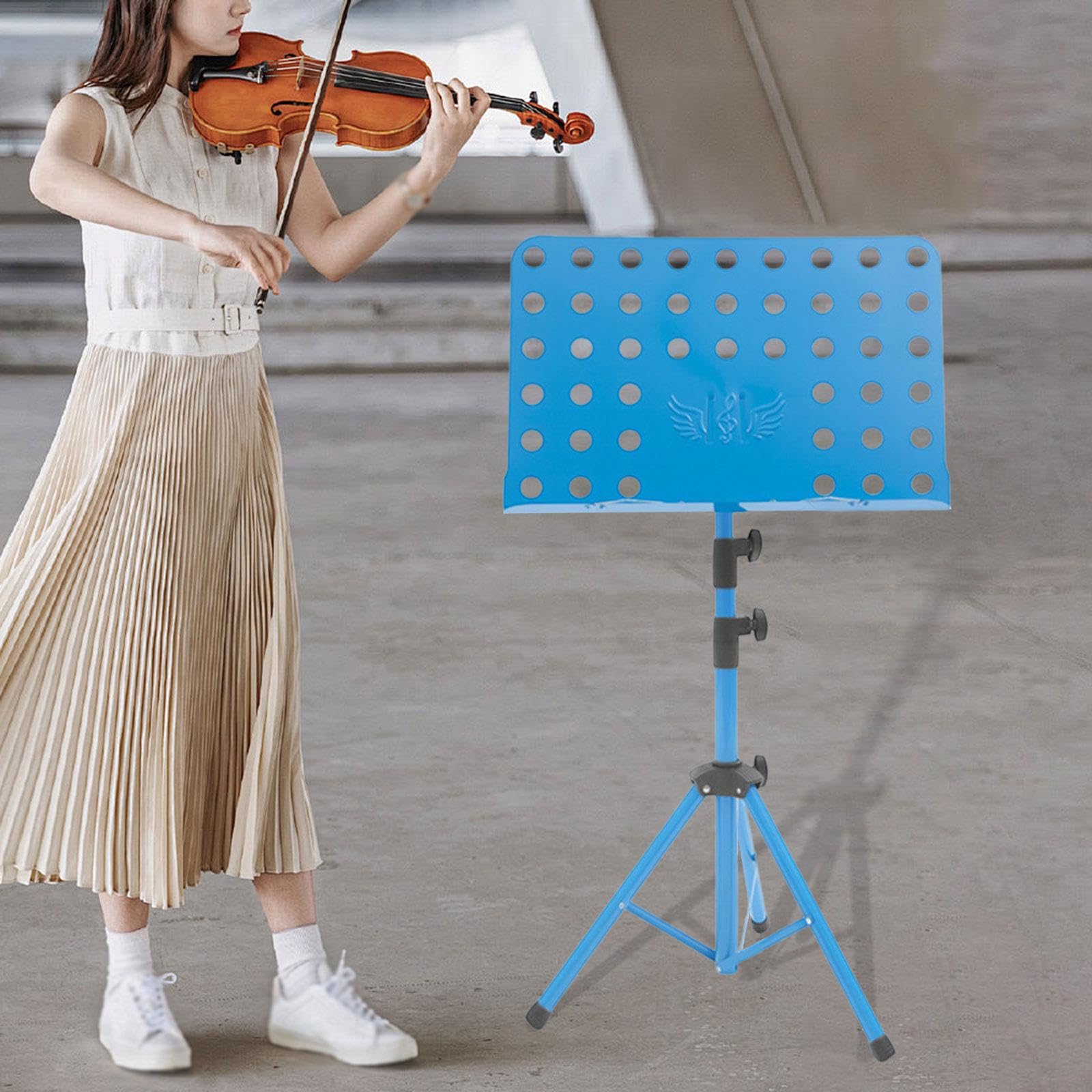 Fenteer Atril para partituras, altura ajustable, práctico, antideslizante, plegable, para libros, notas musicales, para músicos, Azul