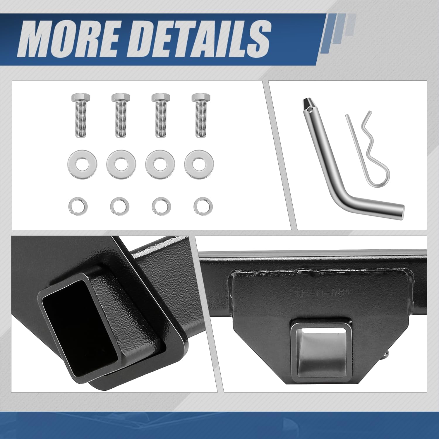 Auto Dynasty Hitch Receivers Compatible with 2024-2025 Lexus TX350 TX500H+ Toyota Grand Highlander, with Hitch Pin & Clip, 2" Receiver Class III Square Body, Powdercoat Black