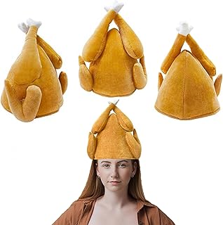 3 Pack Roasted Turkey Hats, Funny Thanksgiving Hat Turkey Costume for Holiday and Dress Up Party