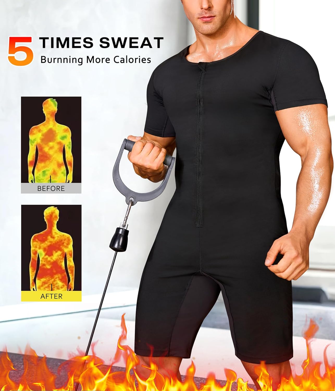 Junlan Sauna Suit for Men Full Body Waist Trainer Sauna Shirt for Working Out - Image 3