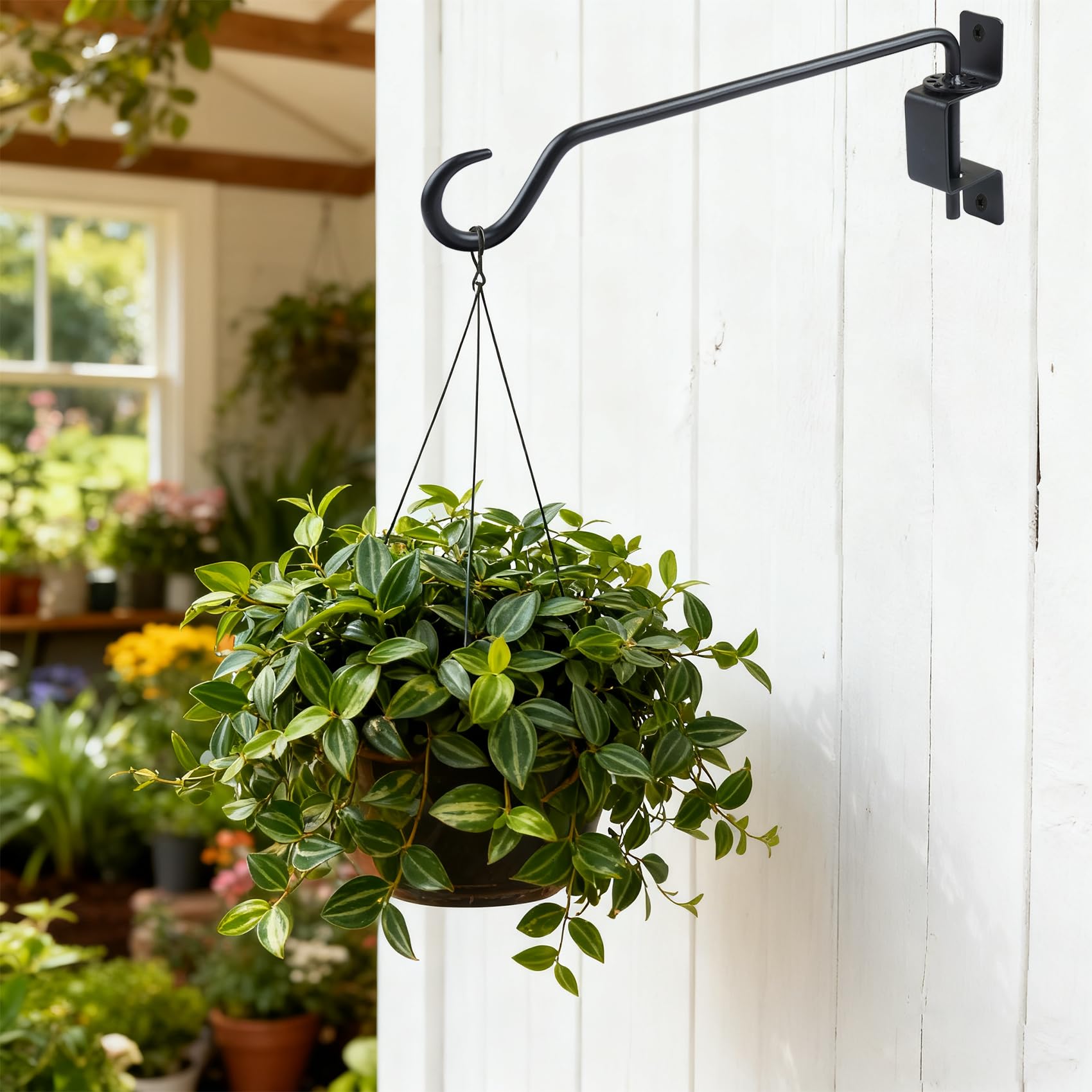 40,6 cm Schwenkbarer Pflanzenaufhänger 2 Stück - Robuste Wandhalterung Pflanzenhalterungen mit 360° verstellbarem Haken, rostbeständige Metall Outdoor Pflanzenaufhänger für Blumenkörbe