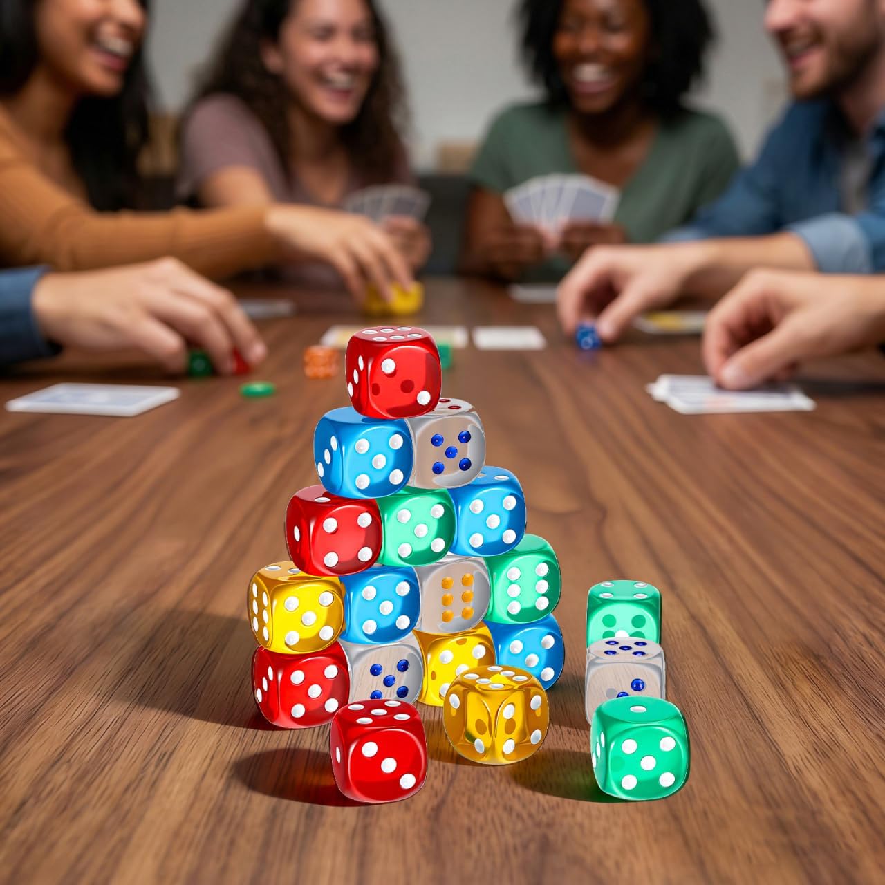 Toyvian Translucent Colored Dice Set 20 Pack 0.98-Inch 6 Sided Game Dice with Rounded Corners Dotted for Classroom Math Learning Board Games Party Accessories