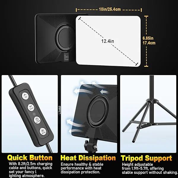 30W Upgraded Photography Lighting Kit with 62''Tripod Stand, Anautin 2-Pack LED Video Light for Video Recording, 3700Lux Streaming Light for Photography Video Call Gaming Podcas Filming Vlogging