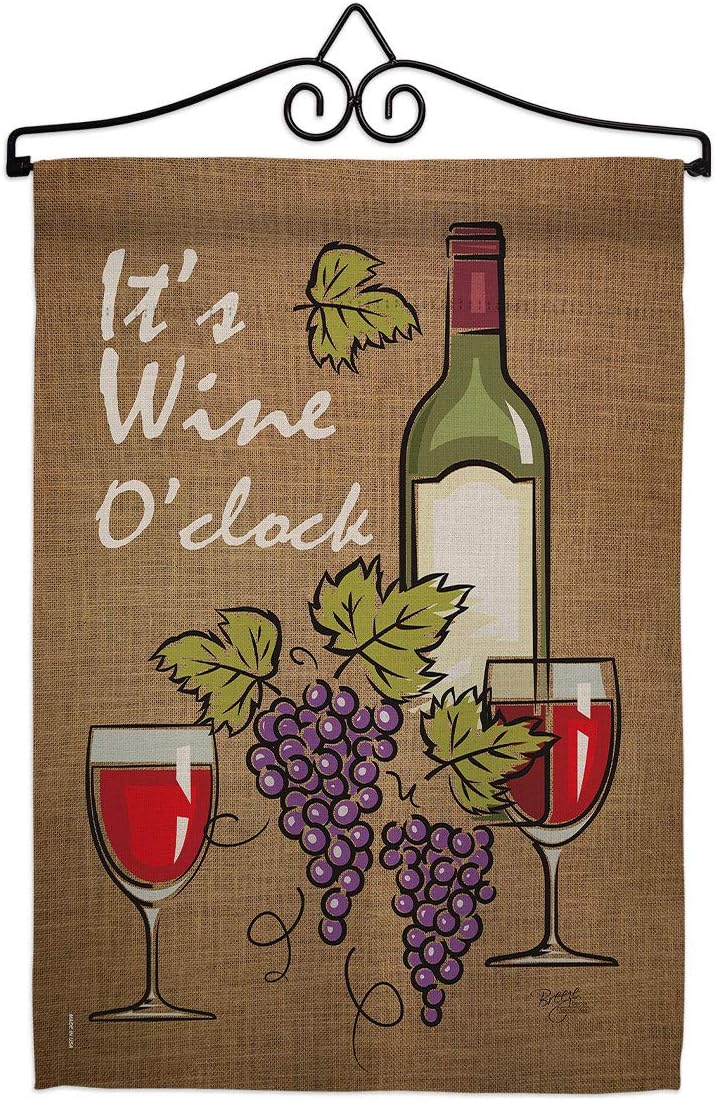Its Wine Garden Flag Set Wall Hanger Beverages Drink Fruits Cheese Sangria White Red Rose Dessert Sparkling Small Decorative Gift Yard House Banner Made In USA 13 X 18.5