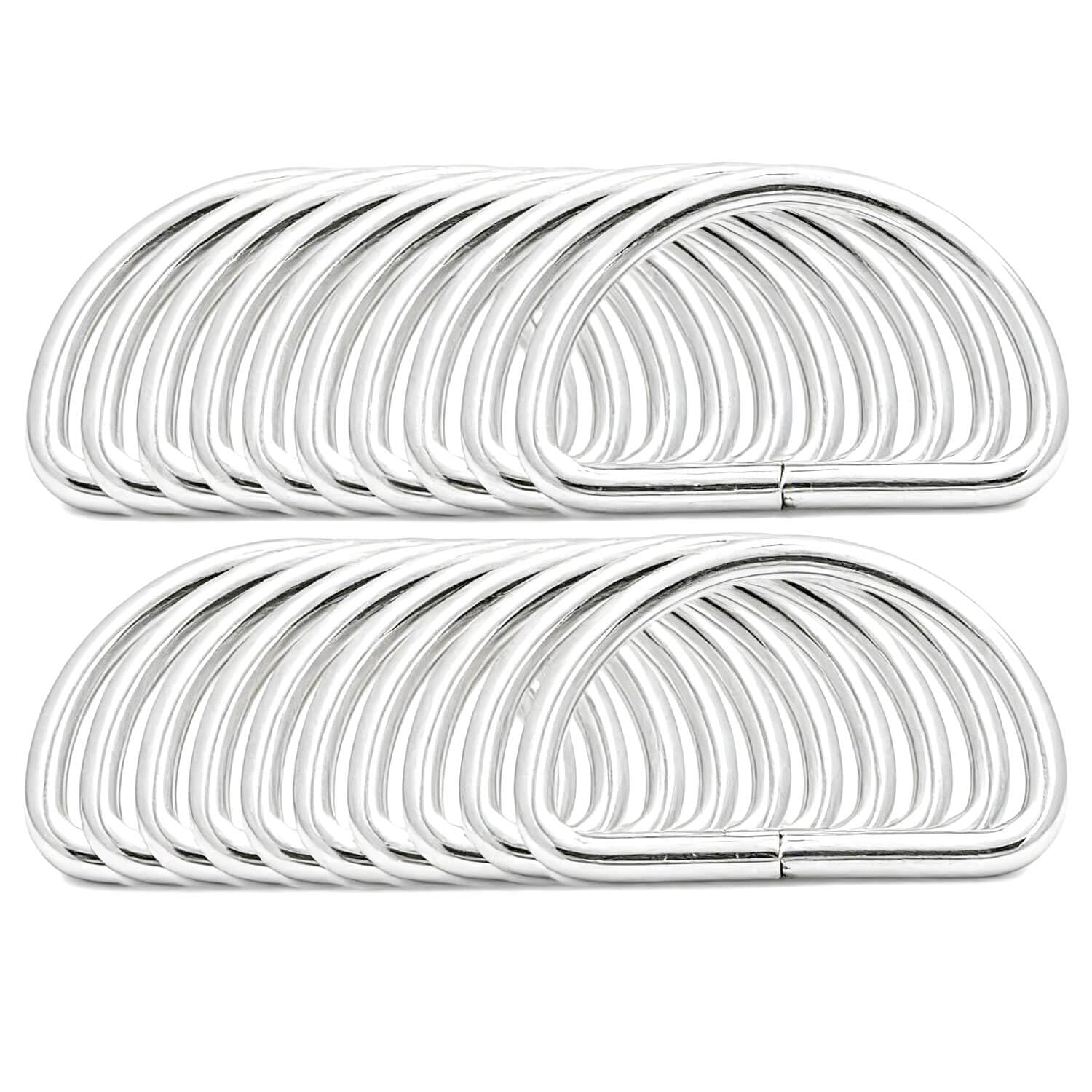 BIKICOCO Metal D-Rings Buckle, 1-1/2 Inch Non-Welded for Webbing Sewing DIY - Silver - Pack of 20
