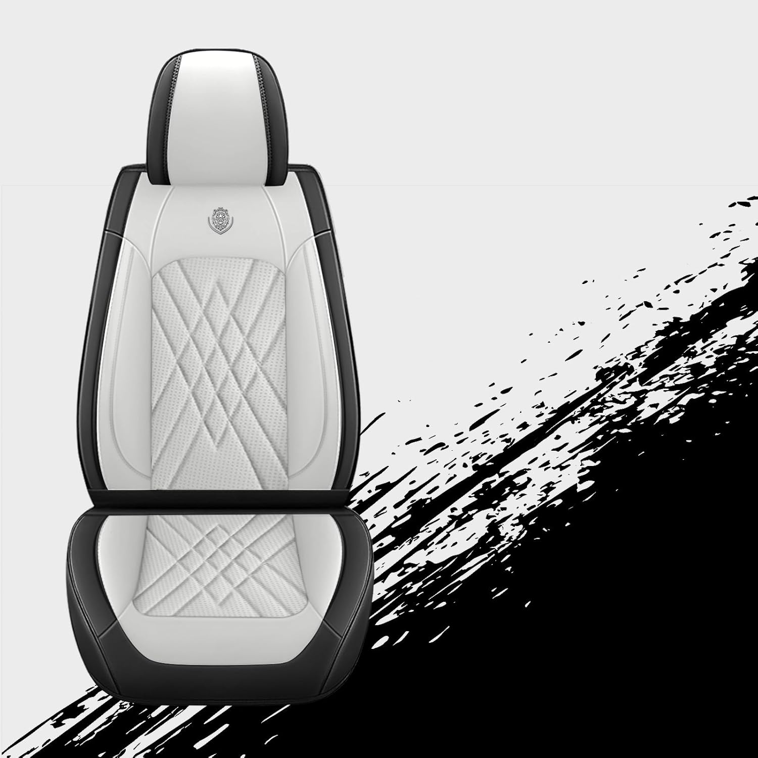 Car Seat Covers Fit for Toyota Camry 2012-2026 Waterproof Premium Nappa Leather Seat Covers with Airbag Compatibility, Easy to Clean, Scratch Proof(Black White, Full Set)