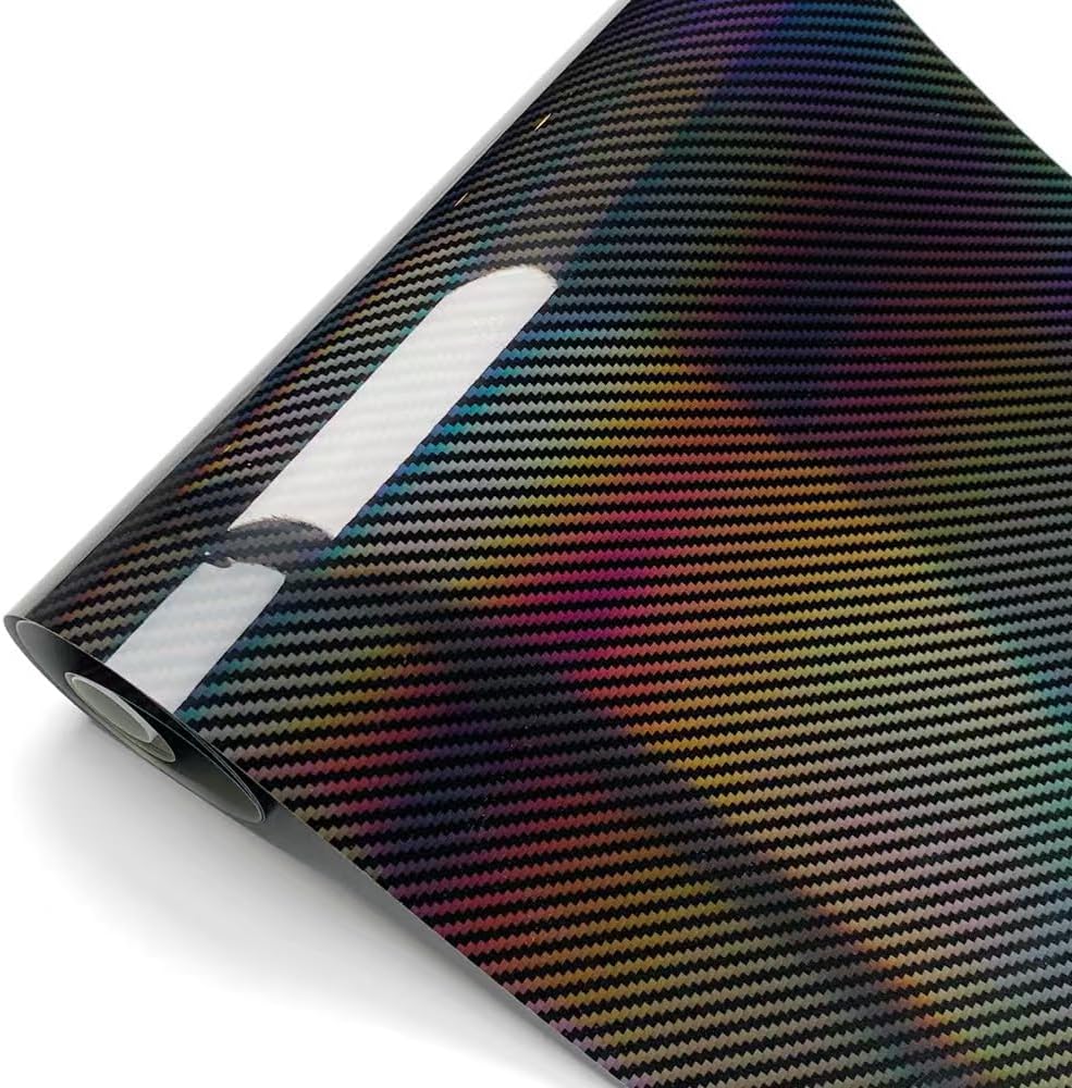 Black Carbon Fiber Vinyl wrap, High Gloss Automotive Packaging Vinyl with air Release Function，Self Adhesive Vehicle Interior Exterior Stretchable Decal Sticker Film Sheet