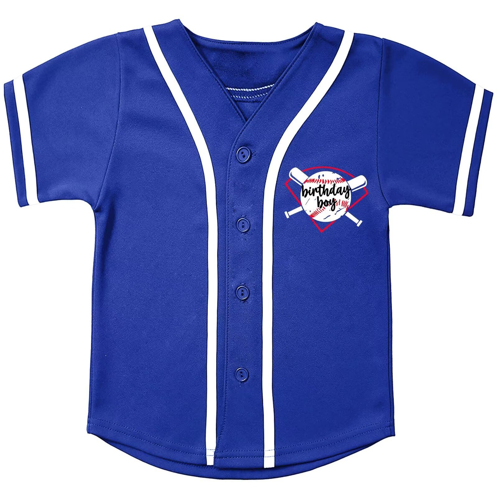 CHAIRAY Kids Baseball Birthday Jersey Boys Baseball Shirt with Button Short Sleeve Tees for 1-6 Years Old Girl Toddler