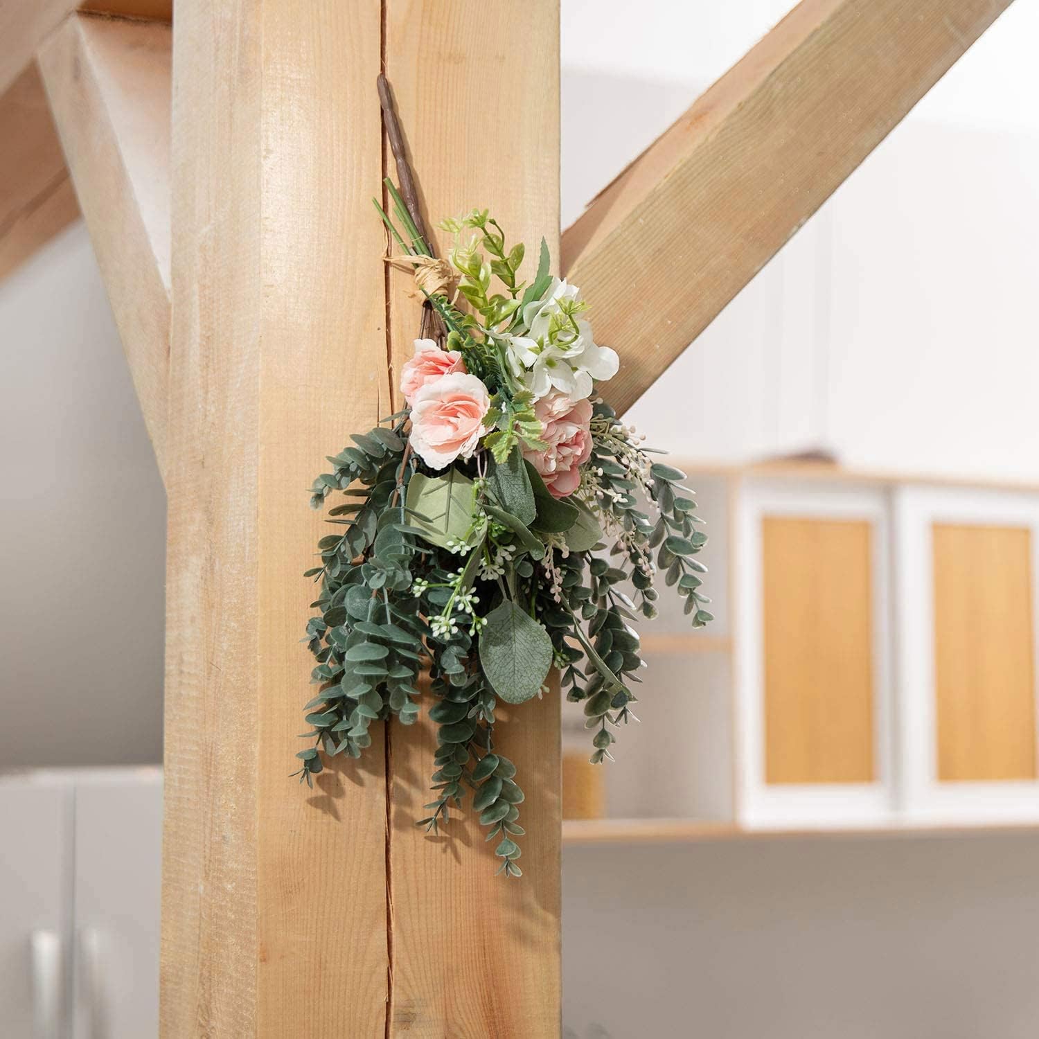 Naidiler Artificial Greenery, 5PCS 18" Fake Greenery for Vase Decor Faux Greenery Stems Artificial Eucalyptus Greenery Farmhouse Greenery Decor, Rustic Farmhouse Wall Decoration