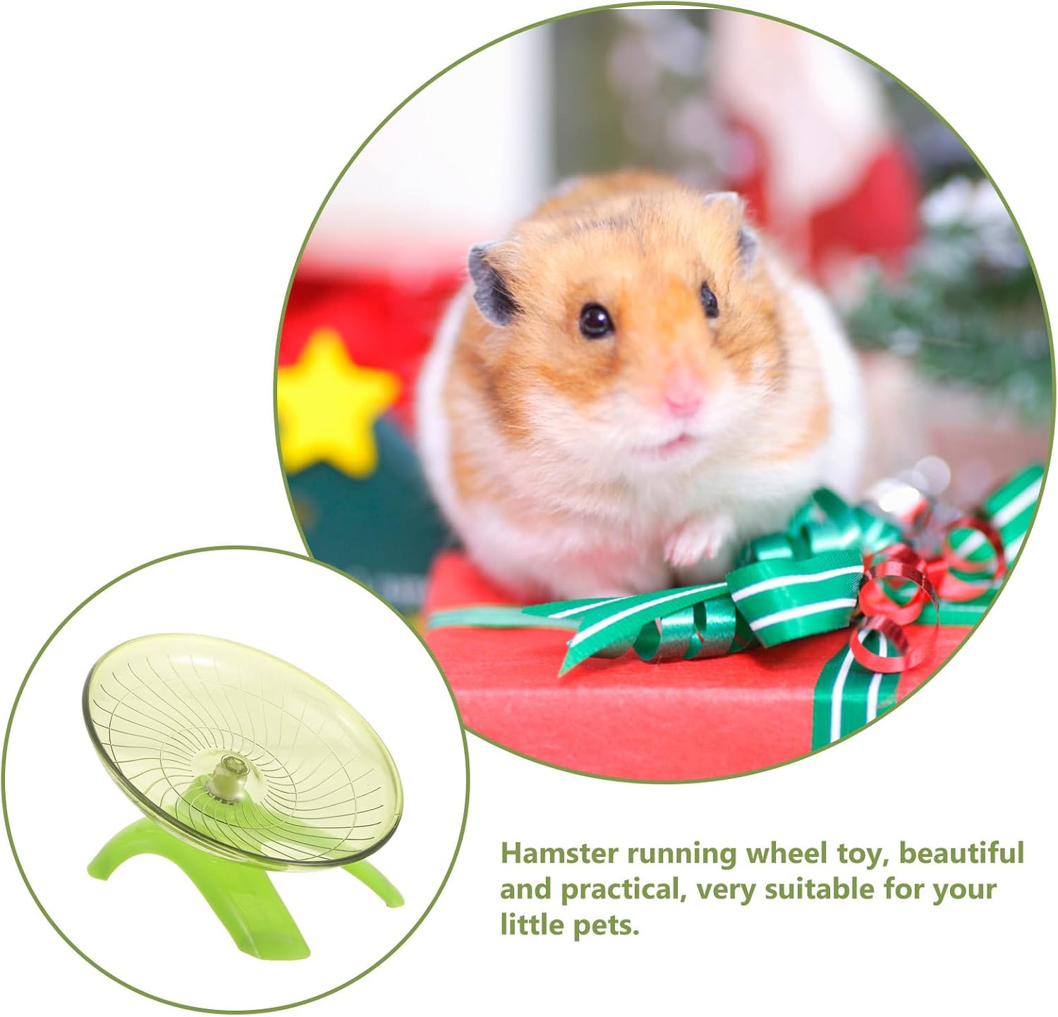 Silent Hamster Running Wheel for Hedgehogs and Gerbils, Large Exercise in Matcha Green, Quiet Plastic Wheel Suitable for Small Animals and Guinea Pigs