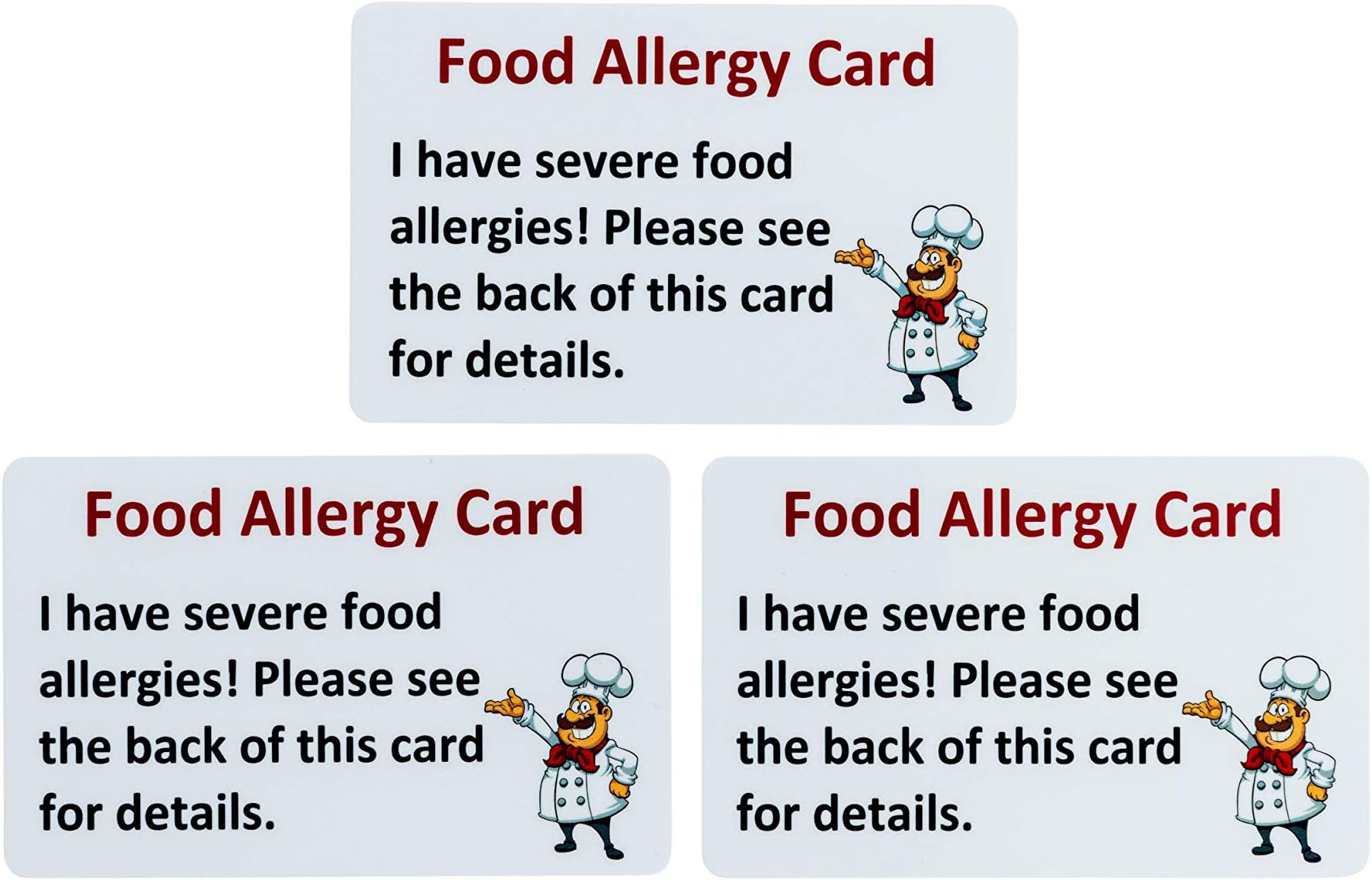 Secure ID, LLCSecure ID, LLC Write on Food Allergy Pack of 3 Chef Card Peanut Seafood Emergency Reaction Allergy