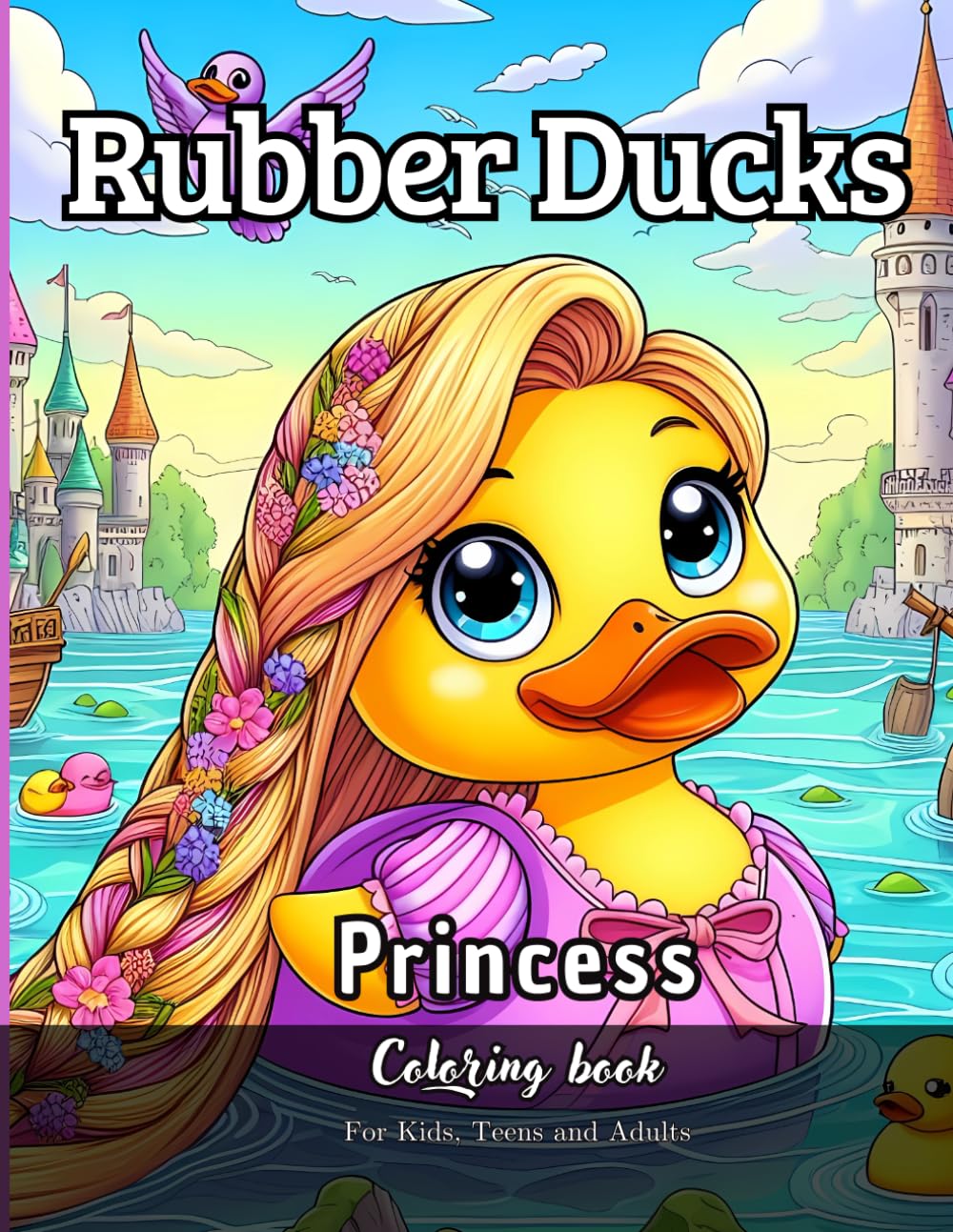 Rubber Ducks Princess Coloring Book for Kids, Teens and Adults: 40 Simple Images to Stress Relief and Relaxing Coloring (Quacky Creations: Rubber Duck Coloring Books)