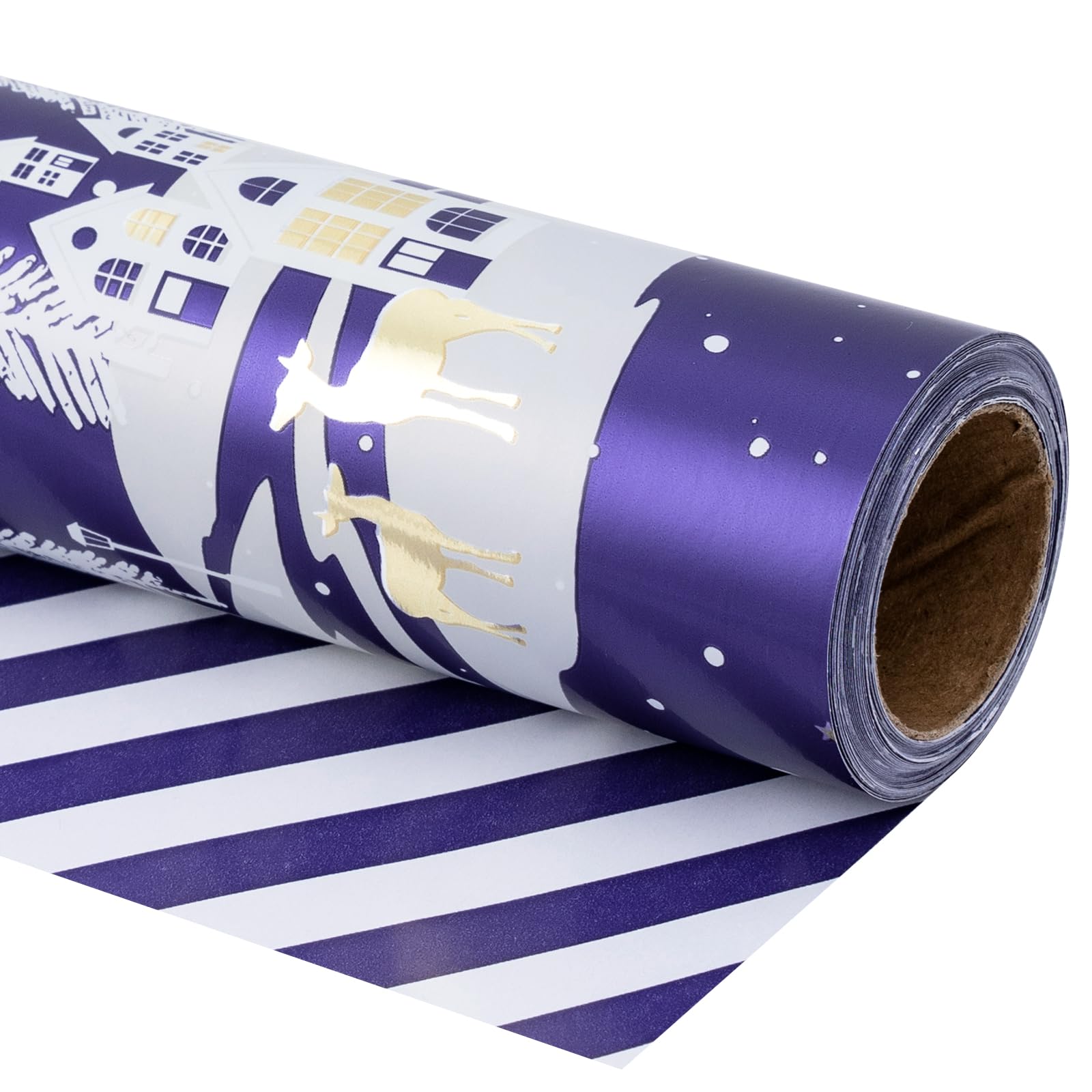 LeZakaa Reversible Christmas Wrapping Paper Roll Navy