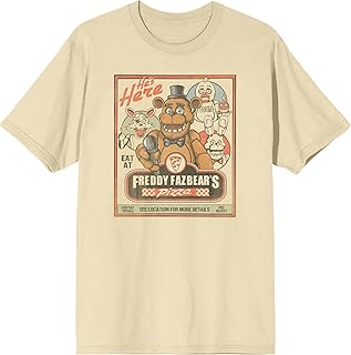 Five Nights at Freddy's Freddy Fazbear's Pizza Poster Art Women's Natural Crew Neck Short Sleeve T-Shirt
