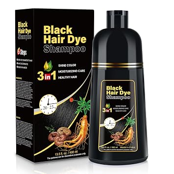 Black Hair Dye Shampoo 3 in 1 Champu Para Canas for Gray Hair Coverage, Natural and Herbal Color Shampoo for Women