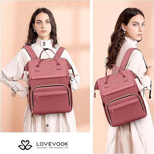 Miniatura 6 de LOVEVOOK Mochila para laptop para mujer, mochila profesional de 15.6 pulgadas para mujer, mochila de viaje para computadora, laptop, mochila para