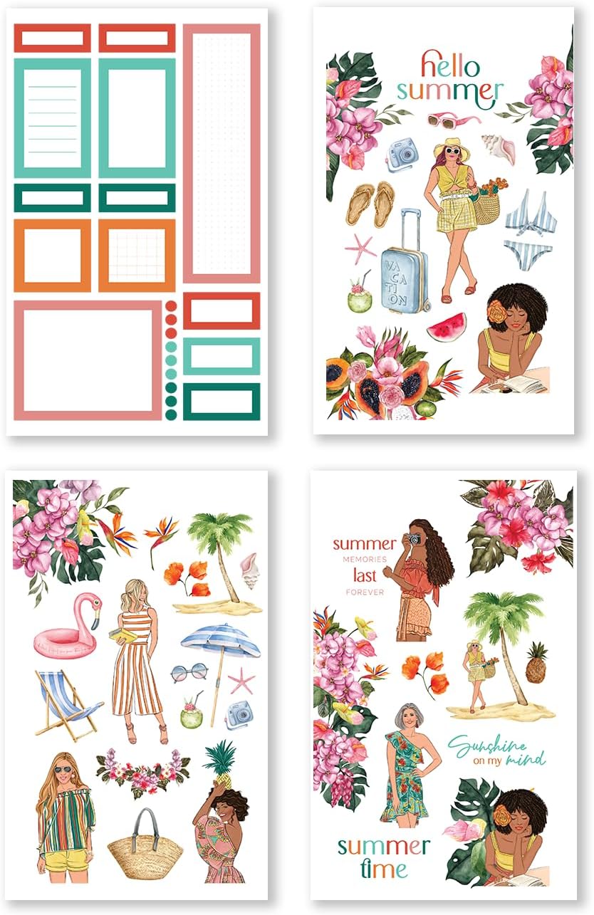Rongrong Whimsical Seasons Planner Stickers Book for Planners, Calendars, Journals and Projects – Premium Quality Hand Drawn – Scrapbook Accessories 24 Pages - Spring, Summer, Fall and Winter