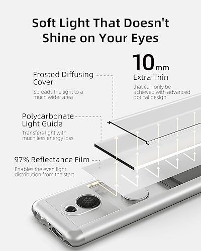 Miniatura 7 de EZVALO Luz con sensor de movimiento para interiores, 36 LED debajo del gabinete, luz nocturna inalámbrica, funciona con pilas, 5300 K, luces