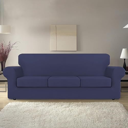 Miniatura 2 de KEKUOU Fundas elásticas para sofá de 3 cojines, aptas para mascotas, fundas de sofá, lavables, suaves, elásticas y protectoras de muebles para