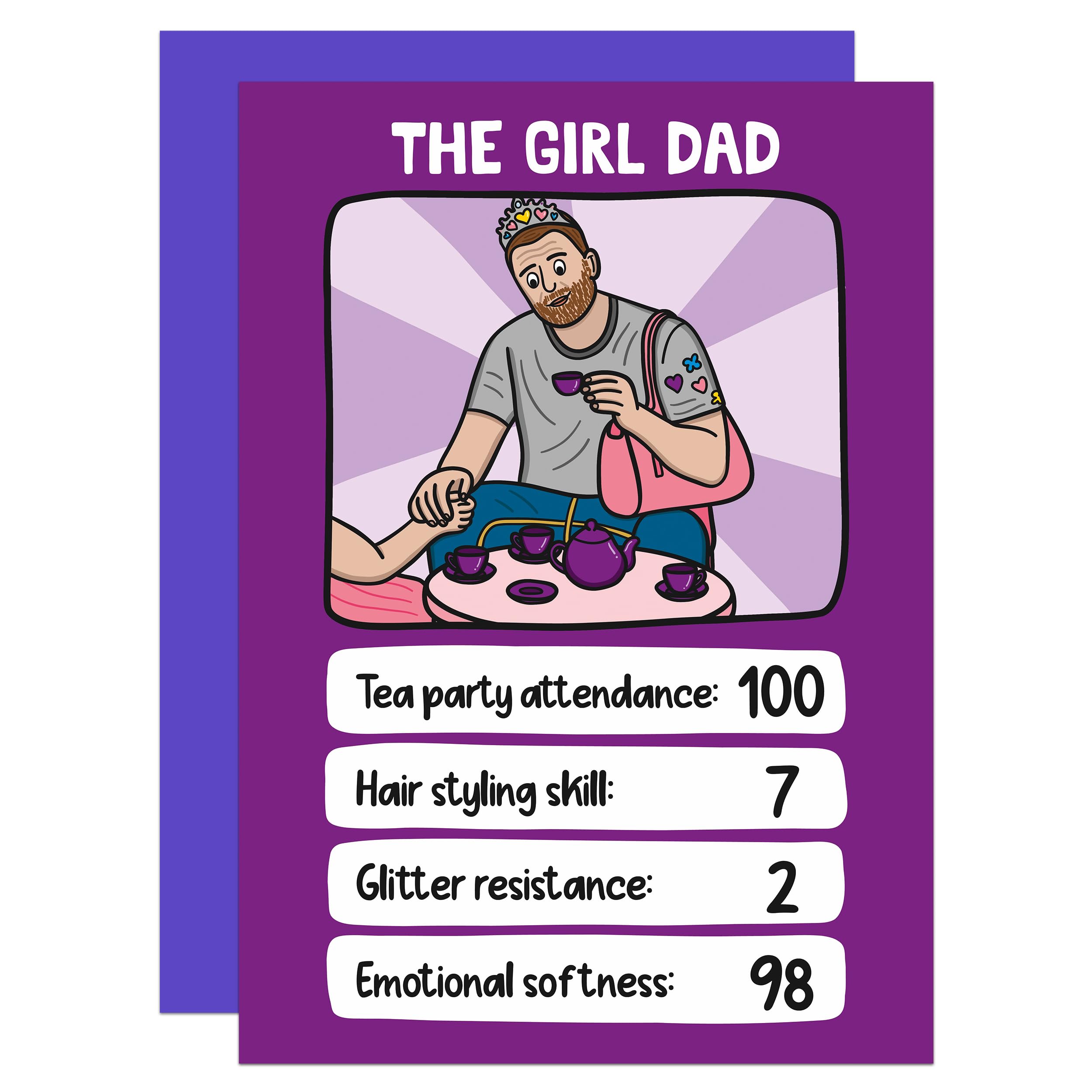 Funny Girl Dad Card, New Dad of Daughter Birthday, Cute Father Daughter Gift, Humorous, Dad Stats Fathers Day Card (Girl Dad)