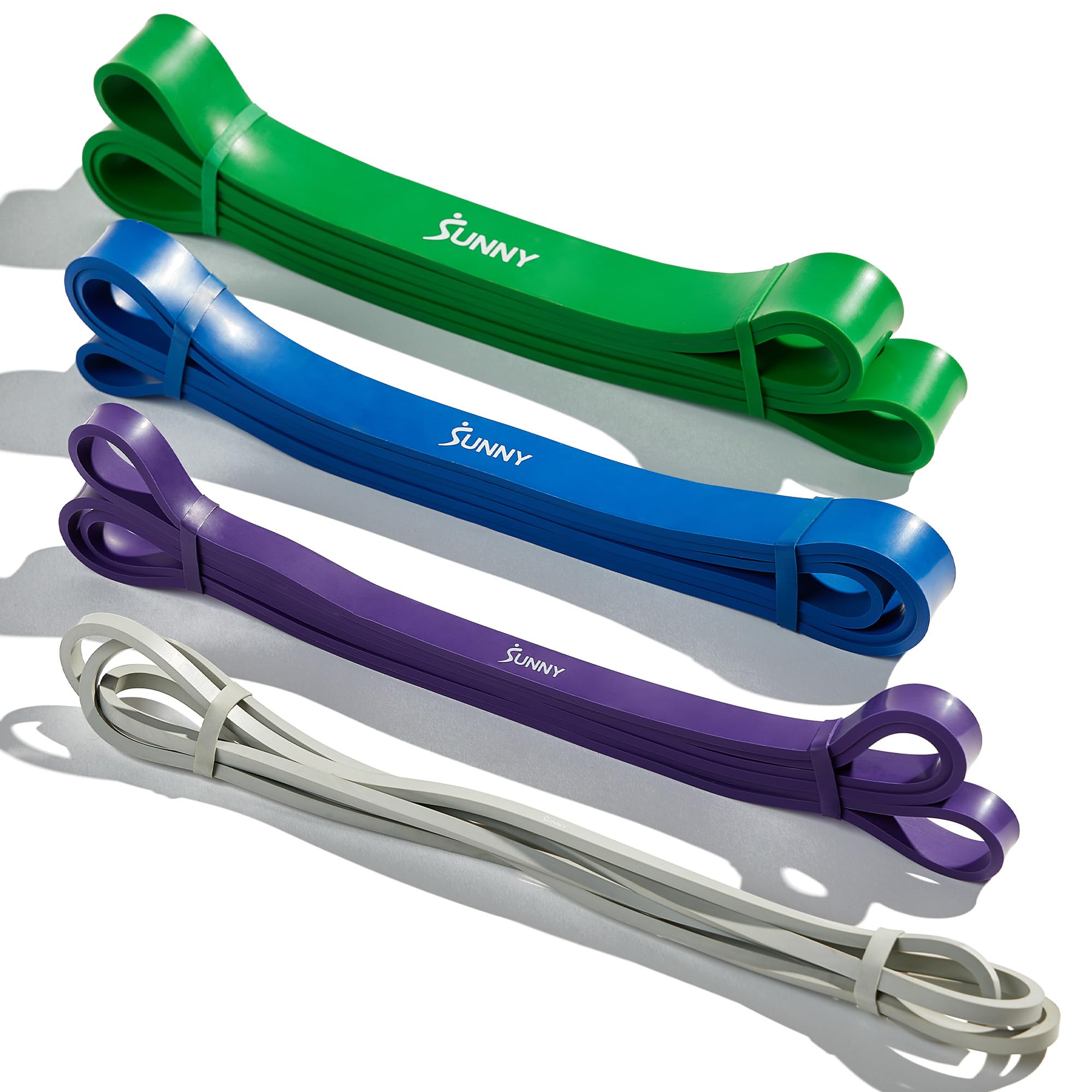 Sunny Health & Fitness Kit de Bandes de Résistance 2 à 43 kg | 7–43 kg Résistance Cumulable, Musculation, Étirements, Rééducation, Écologique, Non Toxique, sans Odeur