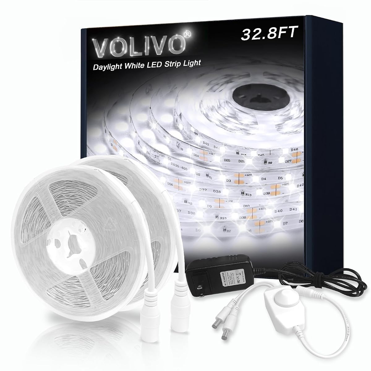 VOLIVO LED Strip Light 32.8ft Dimmable 6500K Bright Daylight White Model