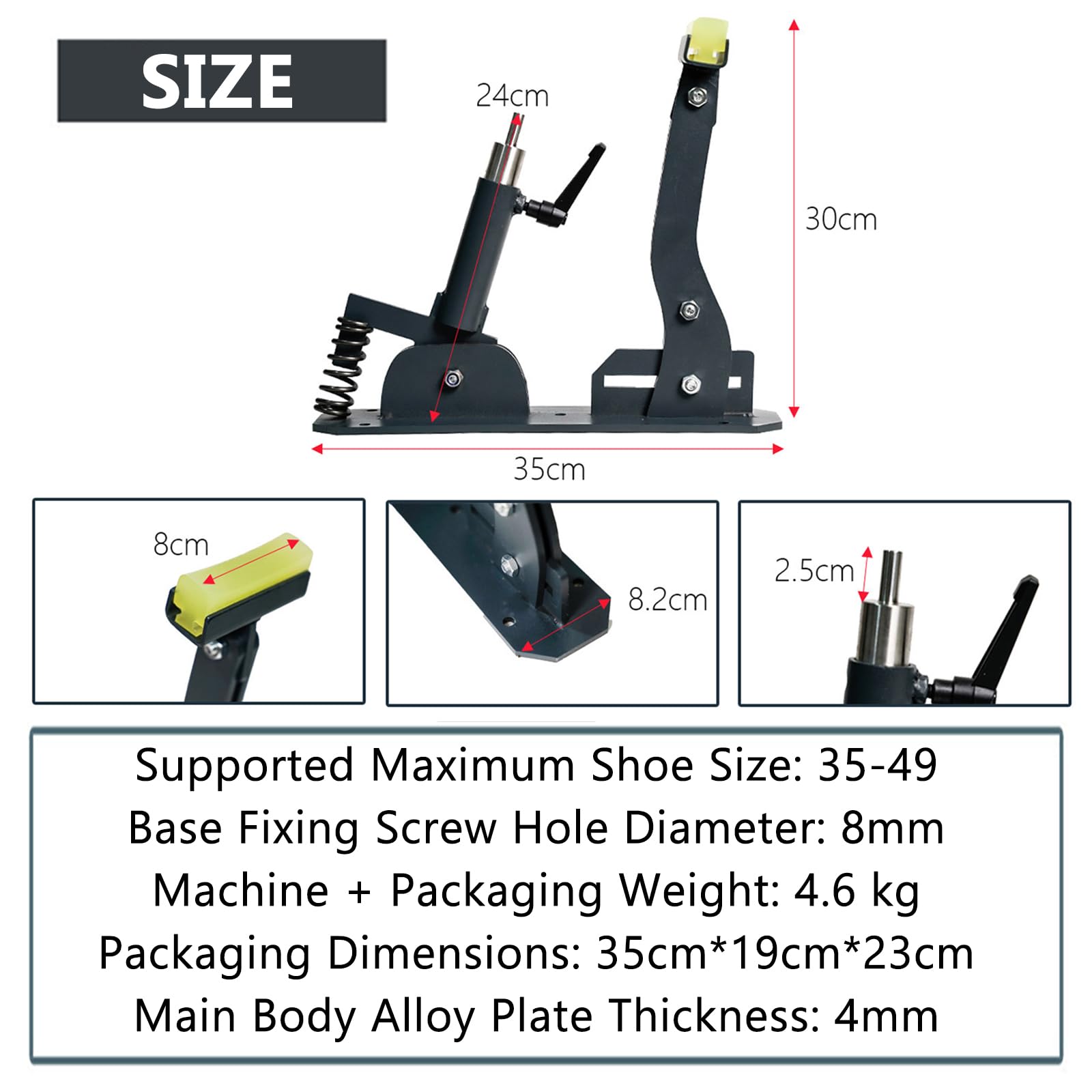 Soporte para Coser Zapatos De Zapatero Sin Base, Bastidor Manual para Coser Zapatos, Soporta Tallas Máximas De Calzado De 35 A 49, Ajuste Vertical con Varilla De Acero Inoxidable